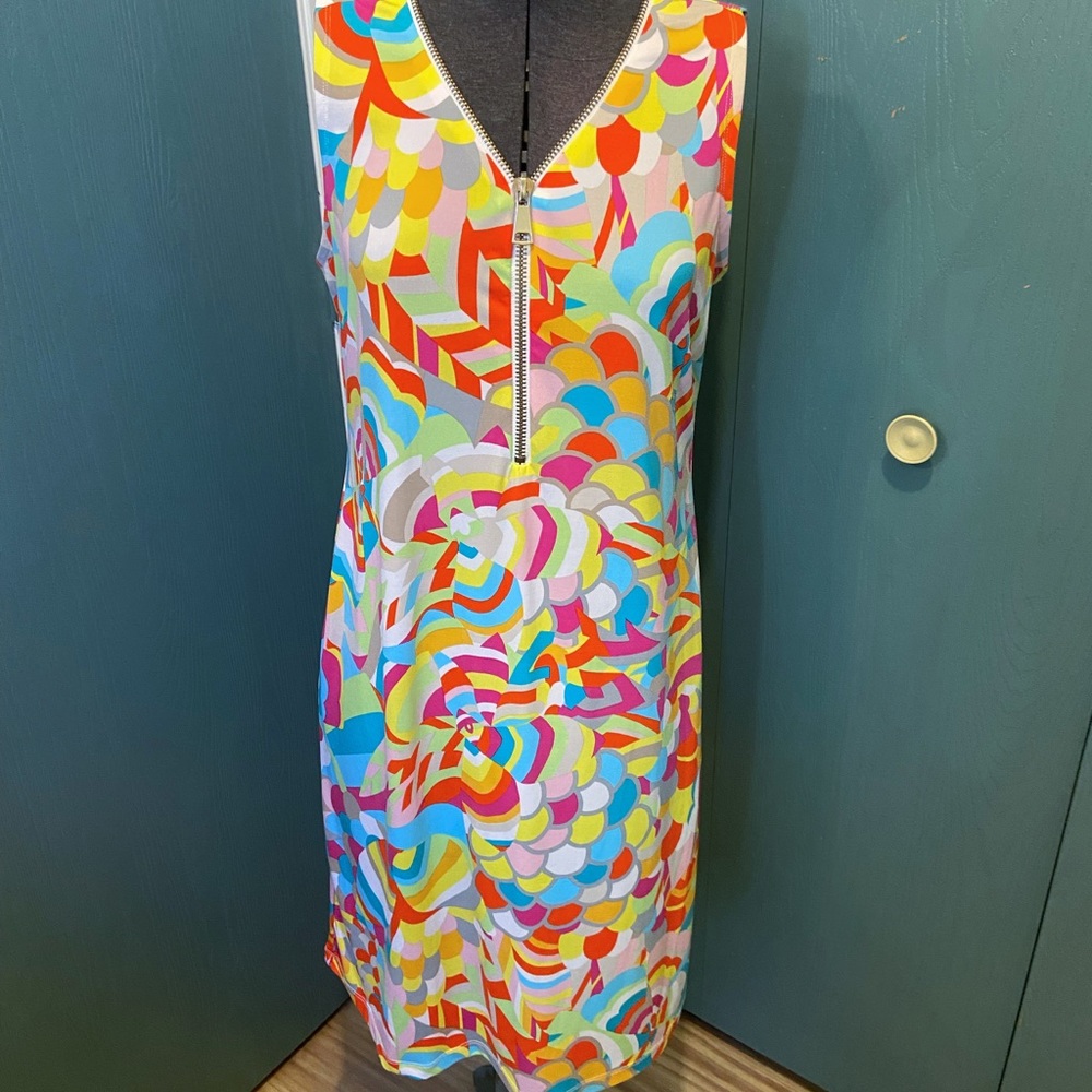 Philosophy bold vintage color zip front dress medium